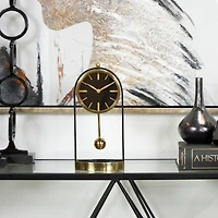 13" Gold Aluminum Tall Clock with Swinging Ball Pendulum