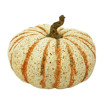 14" Flat Cream & Orange Speckled Decorative Pumpkin by Ashland®