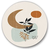 Designart - Abstract Sun & Moon With Minimal Plants
