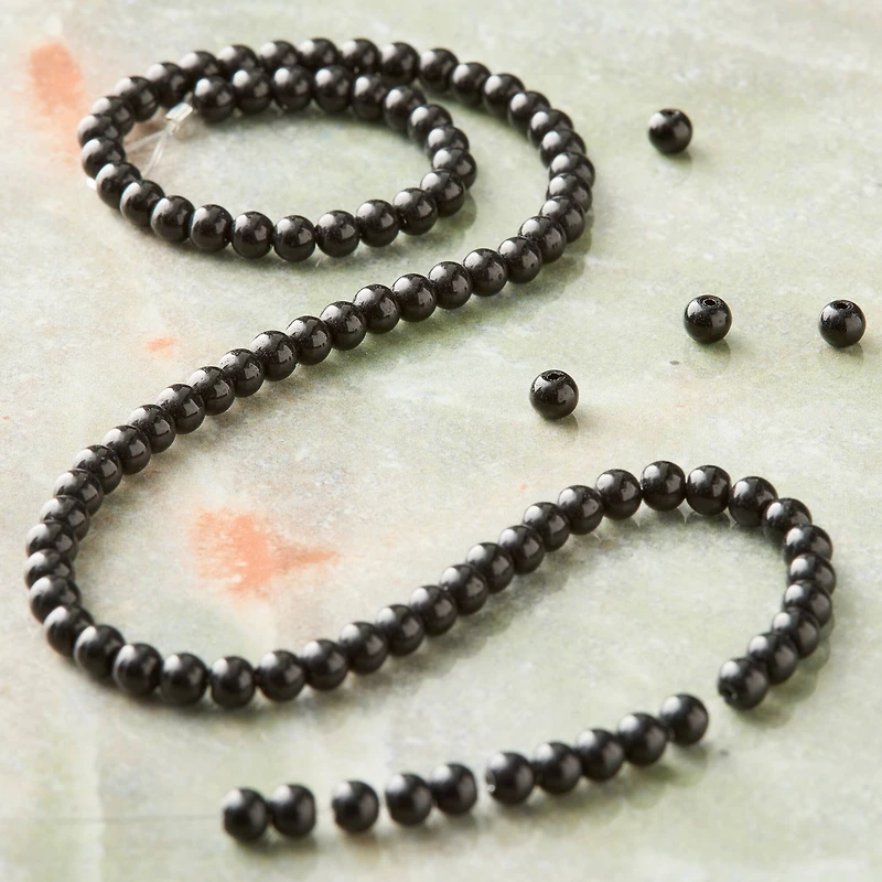 Black Round Glass Beads, 3mm by Bead Landing™