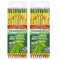 Ticonderoga® #2 Soft Yellow Pre-Sharpened Pencils, 2 Packs of 18
