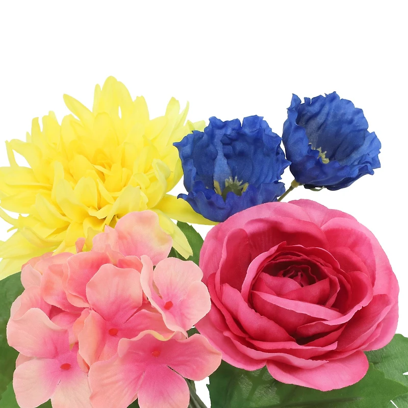 13.5" Yellow, Pink & Blue Dahlia & Hydrangea Bush by Ashland®