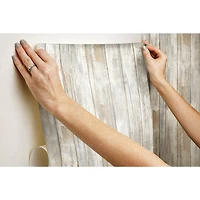 RoomMates Distressed Wood Tan Peel & Stick Wallpaper