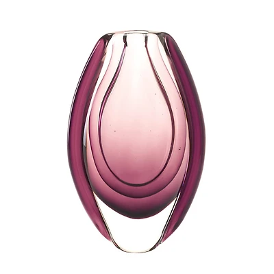 8.5" Wild Orchid Art Glass Vase