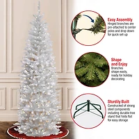 7.5 ft. Pre-Lit Kingswood™ White Fir Pencil Artificial Christmas Tree, Clear Lights