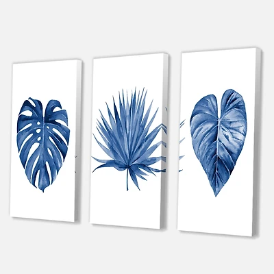 Designart - Classic Blue Tropical Leaves