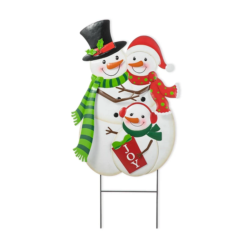 Glitzhome® 2.5ft. Metal Snowman Family Yard Stake