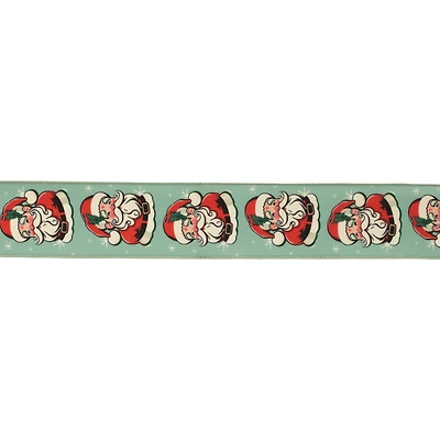 Nostalgic Santa Print Wired Ribbon 2 set