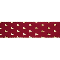 2.5" x 20ft. Burgundy with Gold Foil Trees Wired Ribbon by Celebrate It®