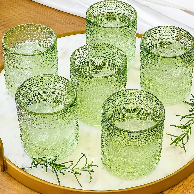 Kate Aspen® 10oz. Textured Beaded Sage Green Glass, 6ct.