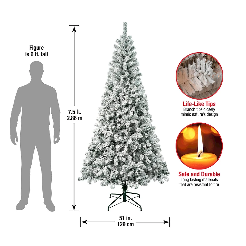 7.5 ft. Unlit Acacia Flocked Artificial Christmas Tree
