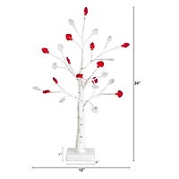 2ft. Pre-Lit Artificial Valentine's Day Twig Tree with 24 Red & White Heart-Shaped LED Lights