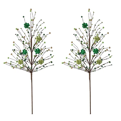 Glitzhome® 28" St. Patrick's Berry & Shamrock Picks Set