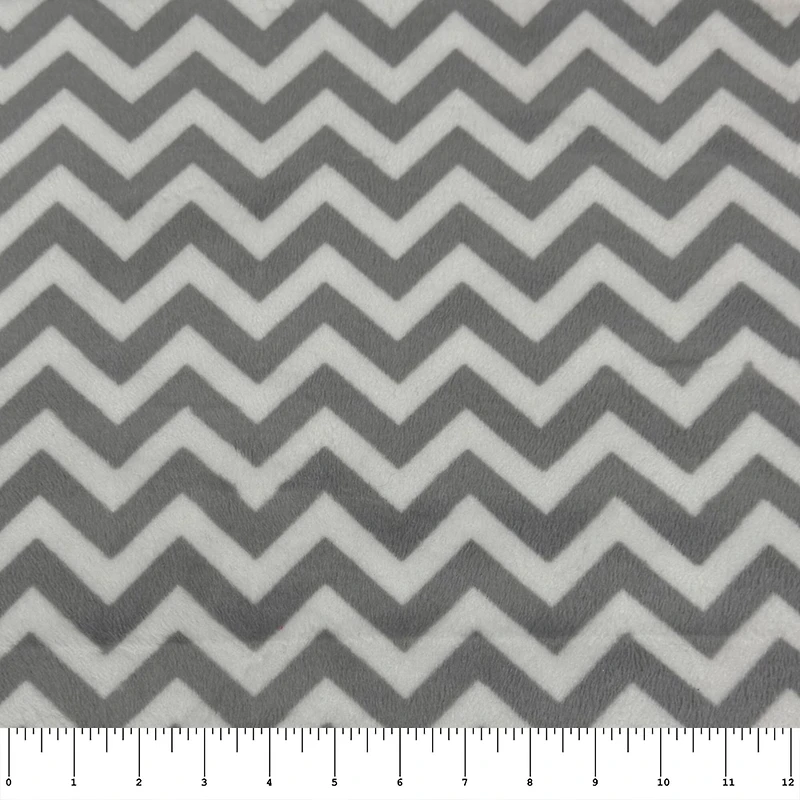 Feldman Gray Chevron Minky Fabric