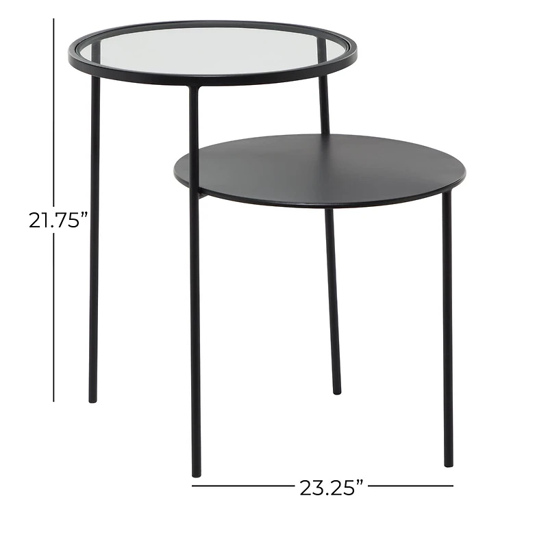 23" Black Modern Metal Accent Table