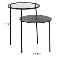 23" Black Modern Metal Accent Table