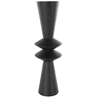 26" Black Fluted Metal Art Deco Vase