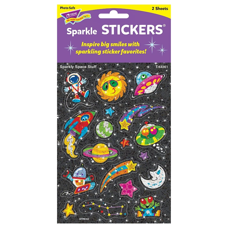 Trend Enterprises® Sparkly Space Stuff Sparkle STICKERS®, 6 Packs of 36