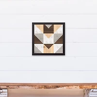 Geometric Wood Pattern Canvas Wall Art in Black Frame