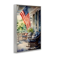 Stupell Industries Porch with American Flag Framed Giclee Art