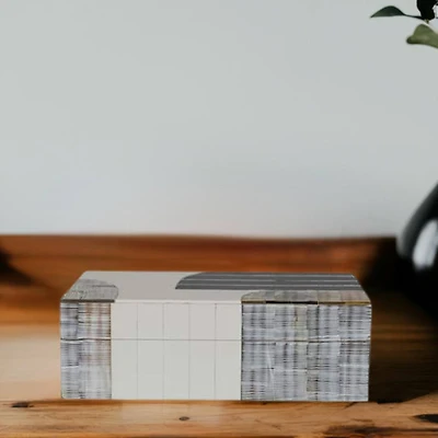 Hello Honey® 8" Multicolored Decorative Mixed Material Storage Box with Horn Inlay