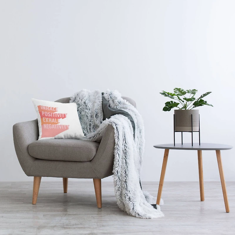 Stupell Industries Inhale Positivity Exhale Negativity Motivational Phrase Pink Pop Throw Pillow 18" x 18"