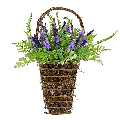 20" Spring Astilbe & Fern Wall Basket