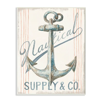 Stupell Industries Nautical Boat Anchor Watercolor Wall Plaque