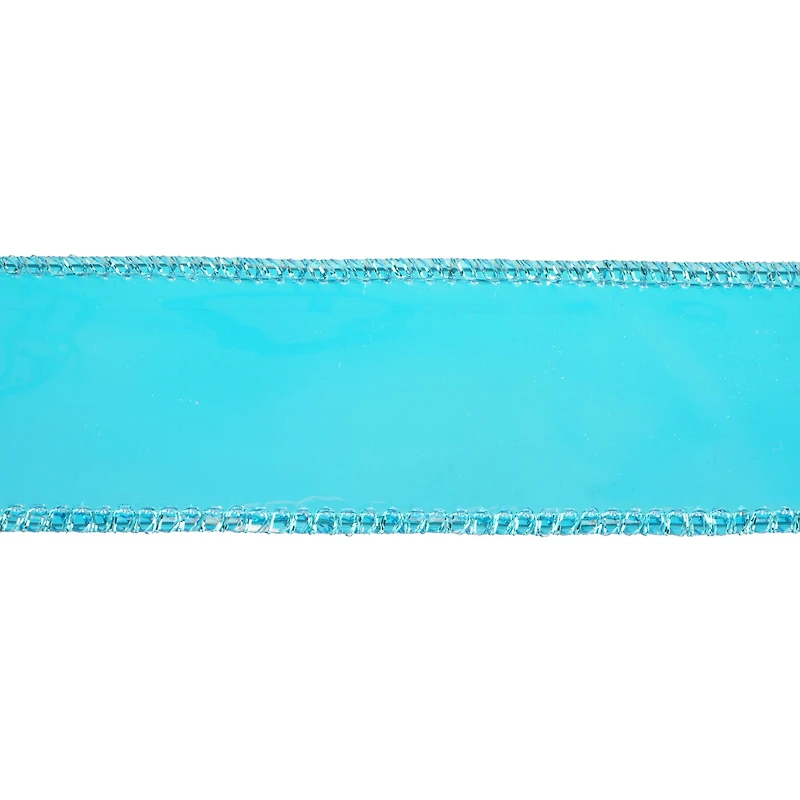 1.5" x 20ft. Clear Turquoise Wired Vinyl Ribbon by Celebrate It®