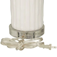 White Ceramic Fluted Base Table Lamp with Drum Shade 15" x 15" x 30"