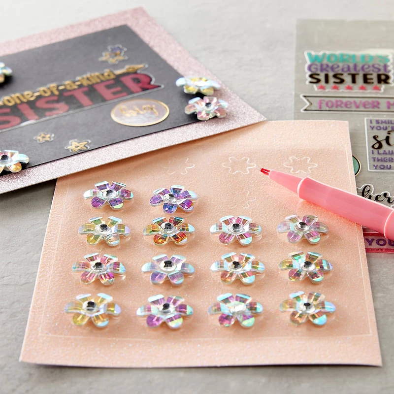 Clear Iridescent Bling Flower Stickers By Recollections™