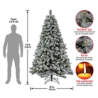 7.5ft. Pre-Lit Snowy Silver Hill Pine Artificial Christmas Tree, Warm White LED Lights