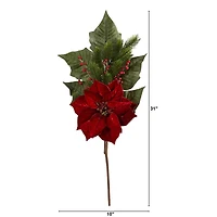 31” Poinsettia, Berries & Pine Artificial Flower Bundle Set, 3ct.