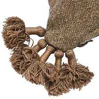 Hello Honey® Brown Square Canvas Pillow Cover with Tassels