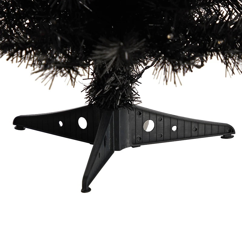 2ft. Pre-Lit Black Artificial Christmas Tree, Warm White LED Lights