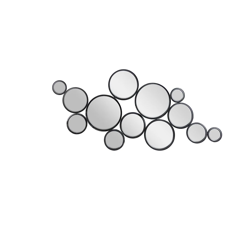 52" Black Contemporary Metal Wall Mirror Cluster