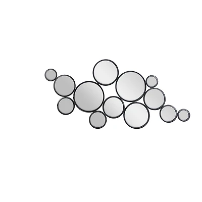 52" Black Contemporary Metal Wall Mirror Cluster