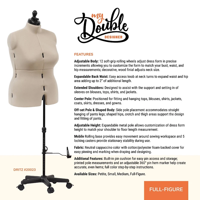 Dritz® My Double Designer Full Figure Dress Form with Adjustable Tri-Pod Stand