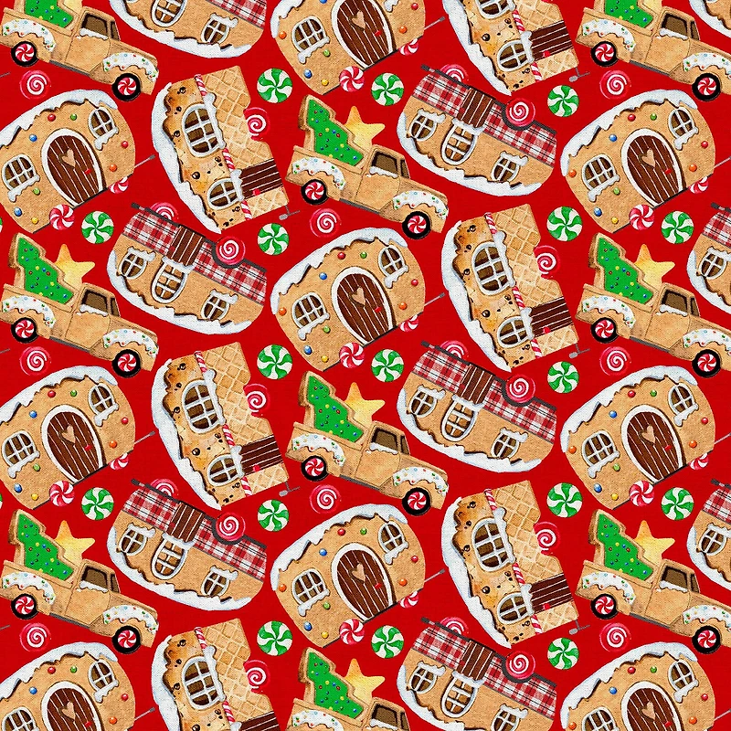Fabric Editions Gingerbread Toss Cotton Fabric