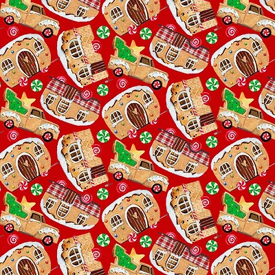 Fabric Editions Gingerbread Toss Cotton Fabric