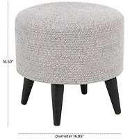17" Chevron Textured Fabric Stool with Black Wooden Legs