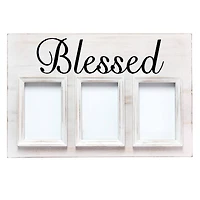 Elegant Designs Whitewash Blessed 3 Photo Collage 4" x 6" Picture Frame