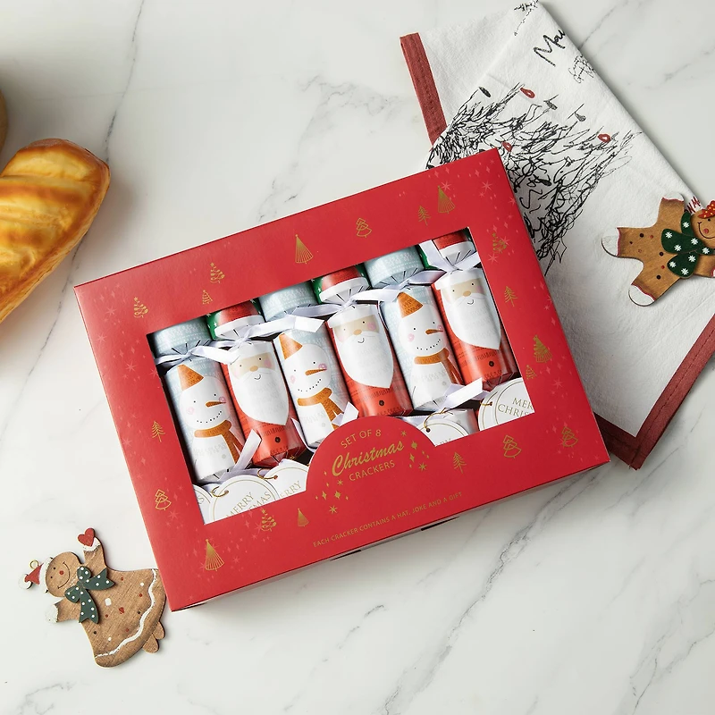 Glitzhome® 10" Christmas Santa & Snowman Party Cracker with Gift Contents, 8ct.