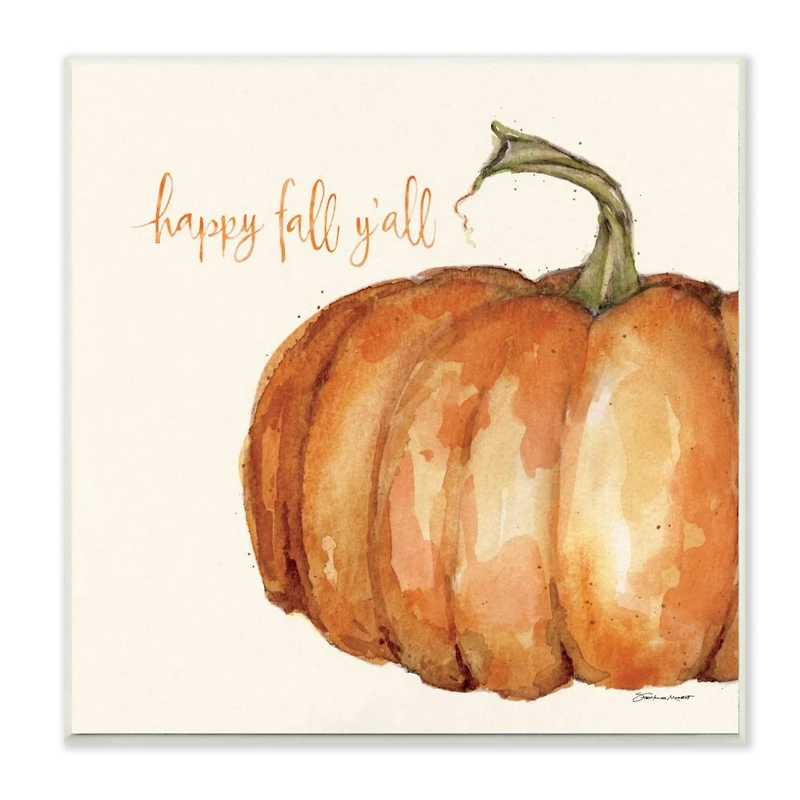 Stupell Industries Happy Fall Yall Autumn Pumpkin Seasonal Design,12" x 12"