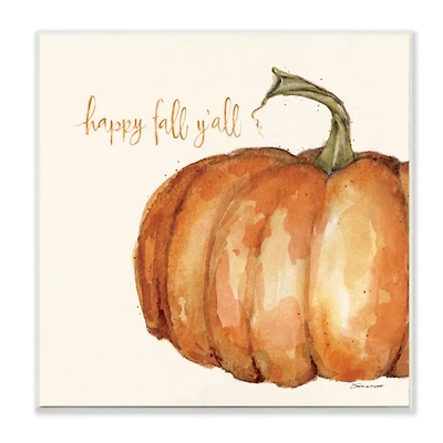 Stupell Industries Happy Fall Yall Autumn Pumpkin Seasonal Design,12" x 12"