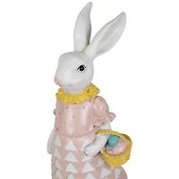 12" Girl Bunny with Easter Basket Outdoor Garden Statue