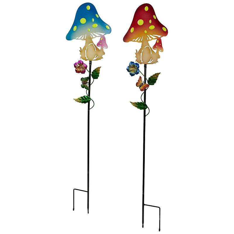 3ft. Solar Powered Mushroom Outdoor Garden Stakes, 2ct.