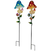 3ft. Solar Powered Mushroom Outdoor Garden Stakes, 2ct.