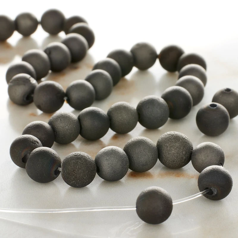 12 Pack: Silver Agate Round Beads, 6mm by Bead Landing™