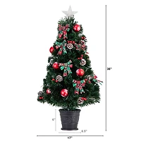 3ft. Pre-Lit Fir Artificial Christmas Tree in Planter, Clear Fiber Optic Lights